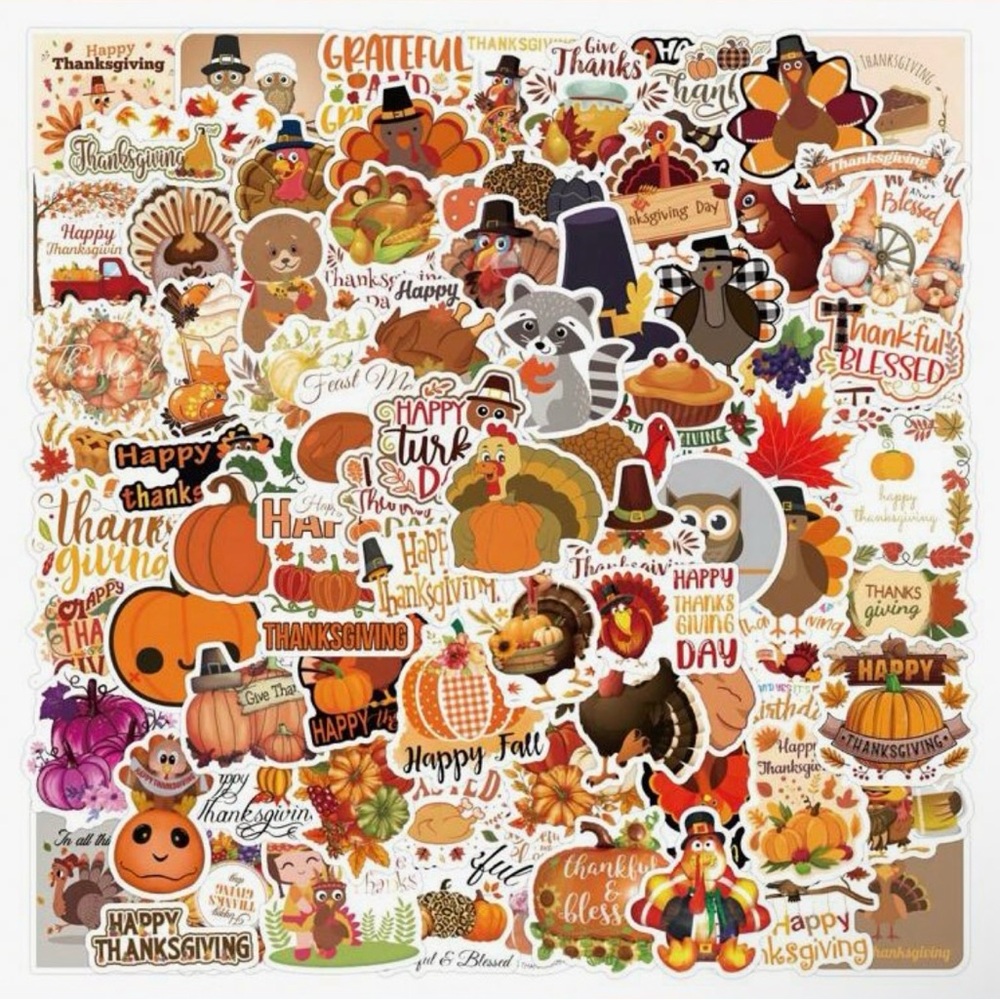 114 Thanksgiving Sticker Pack - Festive Multicolor Designs